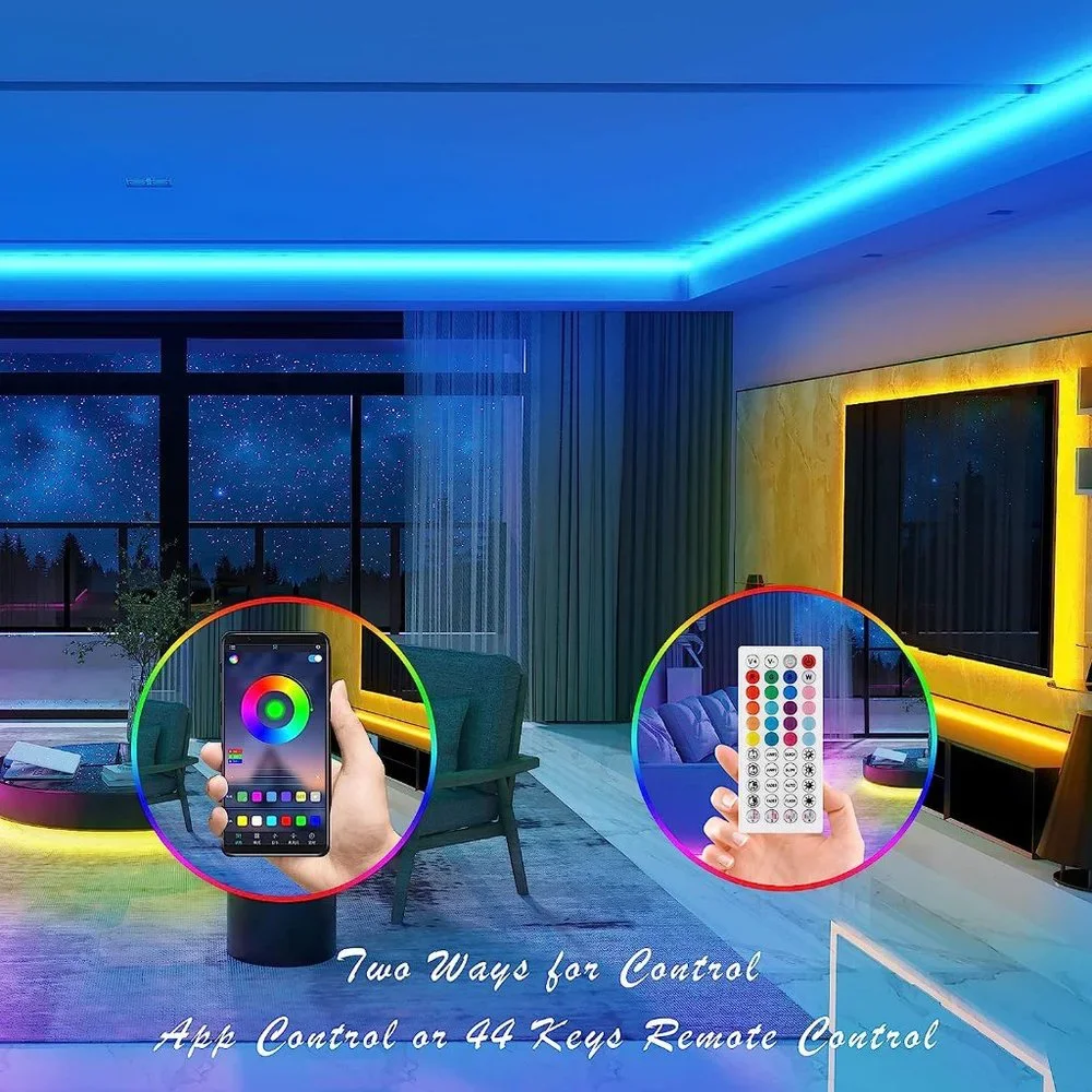 Lxyoug 100ft RGB 5050 44 Keys IR Music Sync Led Lights for Bedroom Decoration